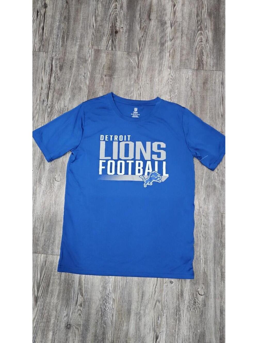 Detroit Lions Kids Blue Football T-Shirt Size XL 14/16 NFL Tee